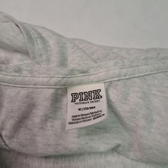 PINK Victoria's Secret Gray Knit Sequin Scoop Neck Racerback Tank Top M Lounge - Picture 2 of 8